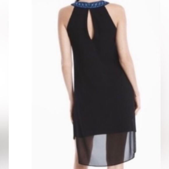 White House Black Market Dress Shift Embellished Black Blue size 8 - Picture 2 of 13